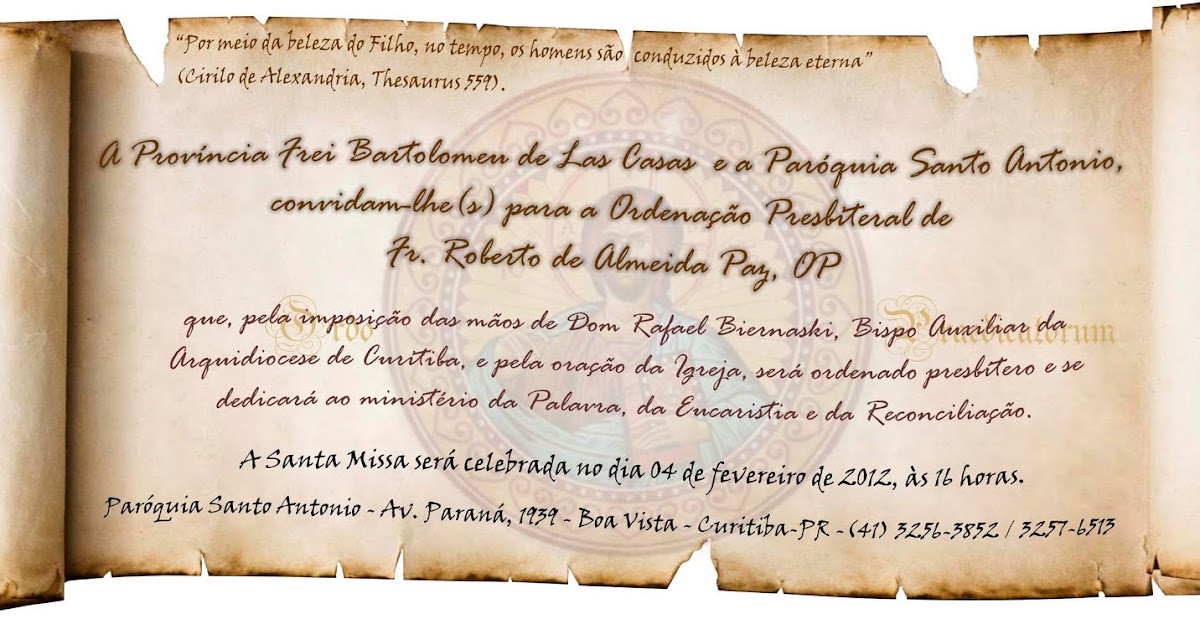 Civilitas Christiana: Convite: Ordenação sacerdotal de 
