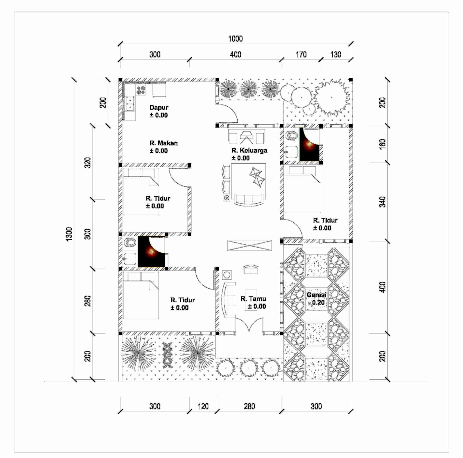 Denah Rumah Luas 116 M2 Diatas Tanah 10 M X 13 M Home Design And Ideas