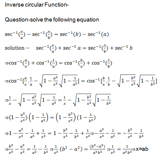 solution of a question of inverse circular functions