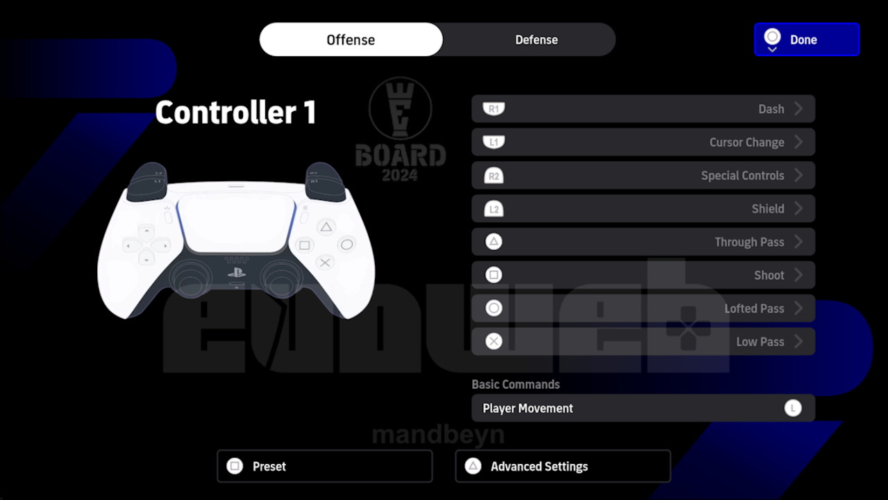 eFootball PS5 DualSense Controller Layout