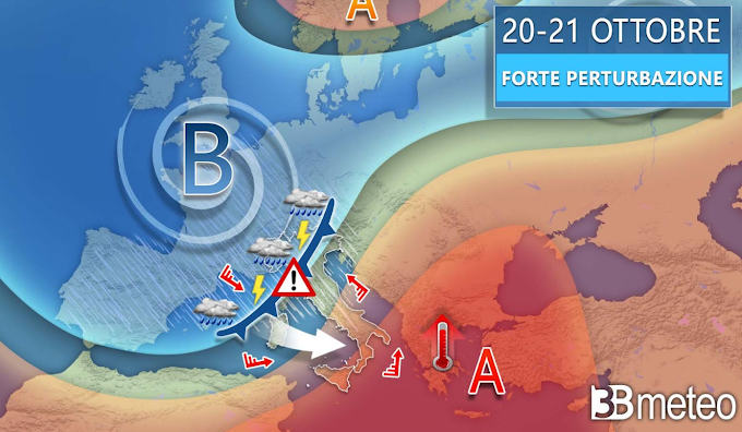 3bmeteo: 'L’autunno mostra i muscoli, in vista un’ondata di maltempo sull’Italia con nubifragi, forti venti e mareggiate'