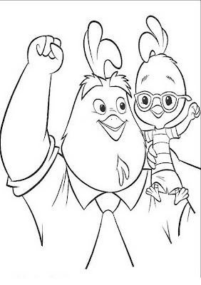 Chicken Little y su padre Buck Gallo para colorear