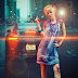 City style lady and change background photo manipulation