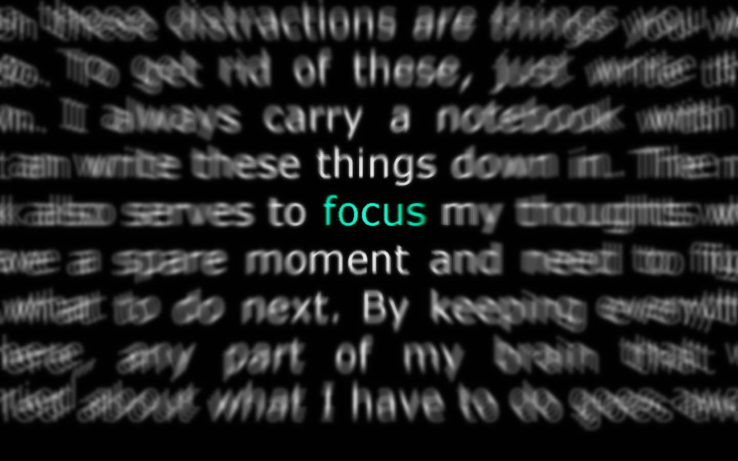 image of hundreds of words out of focus and the word "focus" in focus