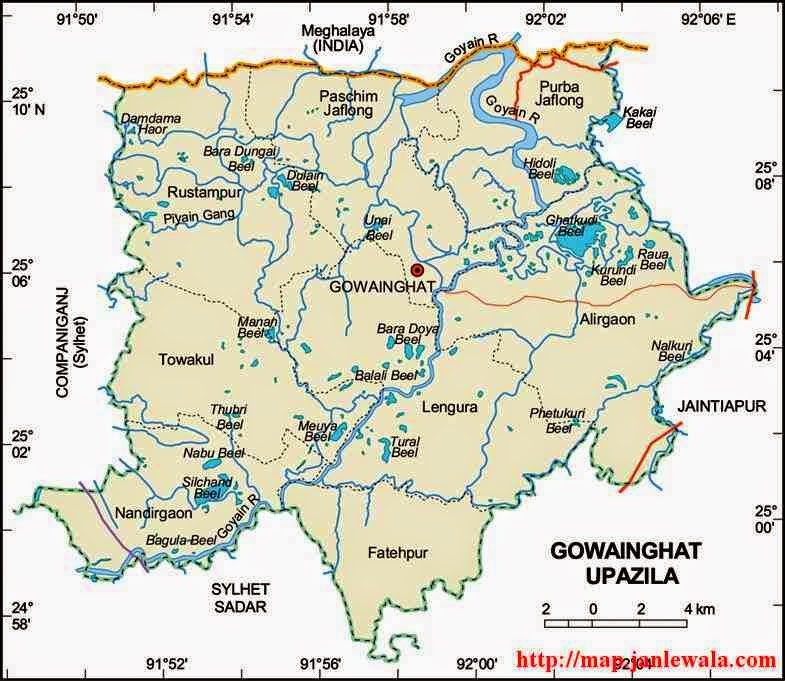 gowainghat upazila map of bangladesh