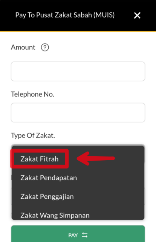 Cara Bayar Zakat Fitrah Sabah Secara Online Banking