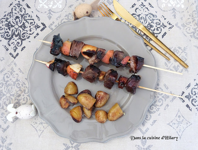 Brochettes de canard aux pommes laqués - Dans la cuisine d'Hilary