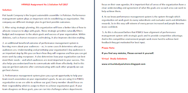 HRM613 Assignment No 1 Solution file Sample Page Preview Fall 2017