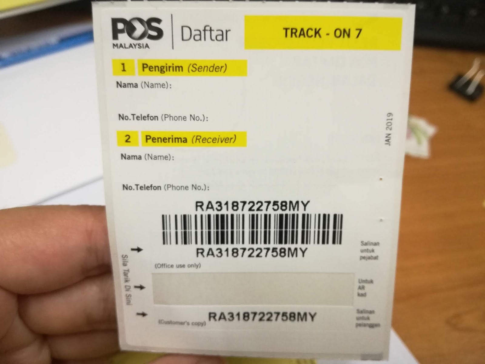 Surat Berdaftar Pos Malaysia khusien