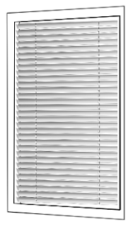 window frame with venetian blinds