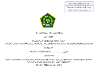 Format Pencairan Bos Swasta [Madrasah] 2021.(S-01, S-02, S-03, S-04