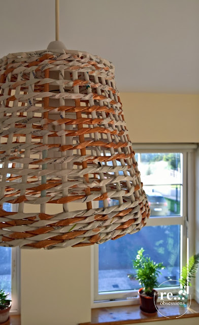 Lamp, shade lamp, basket, copper, paper weaving, wicker paper, papierowa wiklina, abażur, lampa, miedź, handmade, rękodzieło