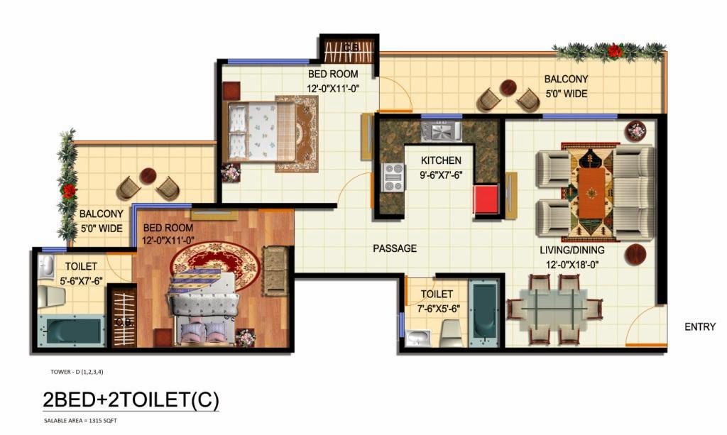 3 Bedroom Apartment Floor Plans In India