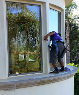 Orange County window cleaners at Stanley window care can reach any windows no matter how high. We go out of a ledge for you.