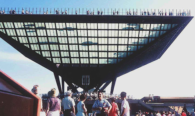 The Expo 1967 Canada pavilion, a color photograph