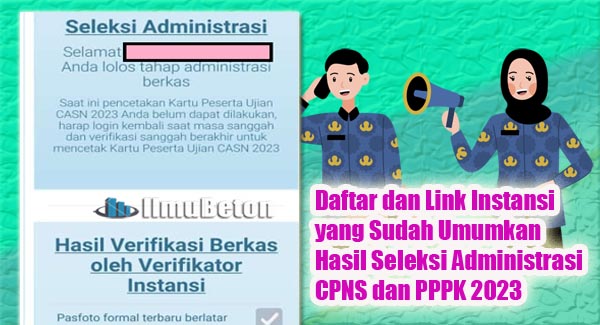 Daftar dan Link Instansi yang Sudah Umumkan Hasil Seleksi Administrasi CPNS dan PPPK 2023