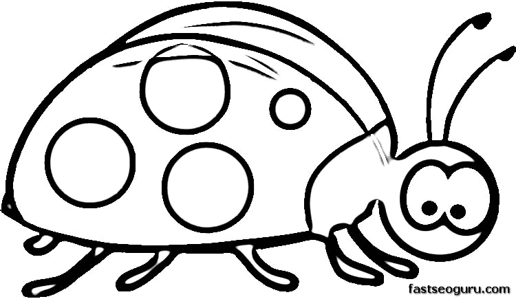 Coloring page Happy Little Ladybug insect for kids print out