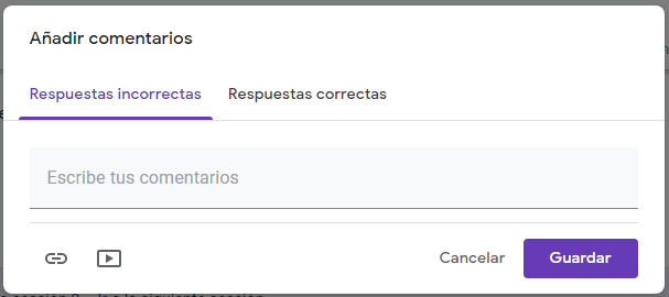 Comentarios en un cuestionario de Google Forms