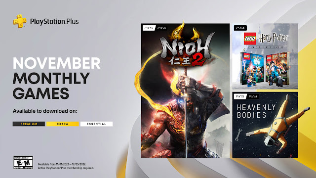 playstation plus heavenly bodies lego harry potter collection nioh 2 ps4 plus ps5 sony interactive entertainment sie traveller's tales wb games warner bros. team ninja koei tecmo november 2022