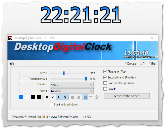 DesktopDigitalClock 2.67 - Reloj digital para el escritorio de Windows 