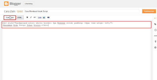 Cara Membuat Kotak Script Di Dalam Postingan Blog Terbaru