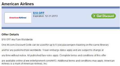 American Airlines Entertainment Coupon Book Coupons: