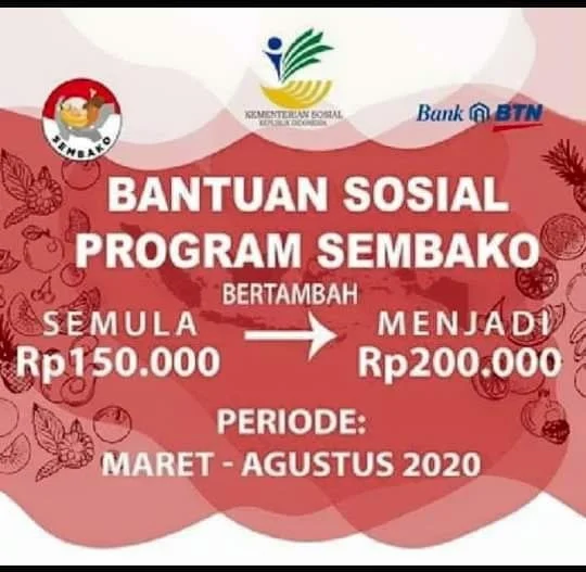 Maret 2020, Dana Bansos BPNT Naik, Berikut Jumlahnya