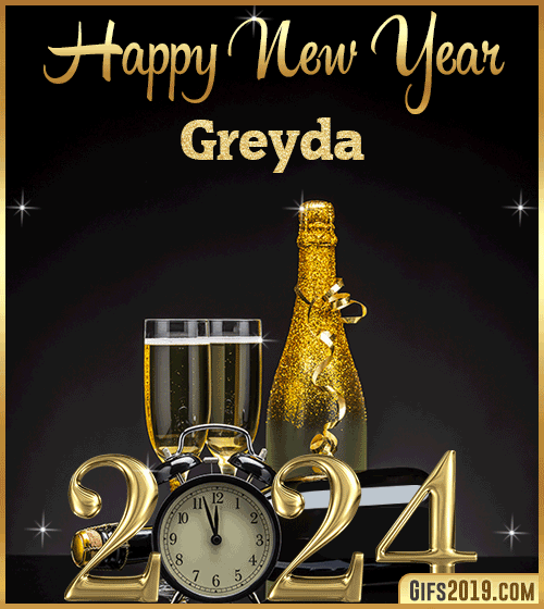Champagne Bottles Glasses New Year 2024 gif for Greyda