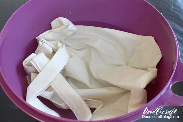 Step 2: Get Started   Soak the bag in a basin of water.    This will prep the bag and help the it absorb the dye.