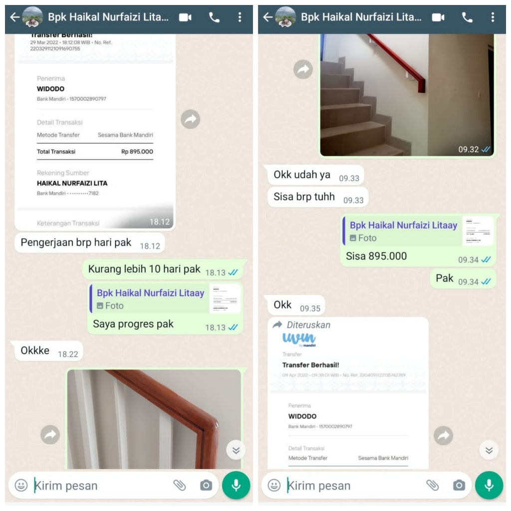 Handrail Tangga Kayu Pesanan Bpk Haikal di Bekasi