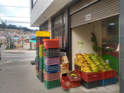 Enjoying the fruits of Colombia's labour: Yet another fruit and veg shop opens up in north Bogotá, Colombia during these coronavirus times.