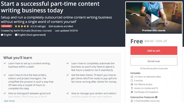 [100% Off] Start a successful part-time content writing business today| Worth 99,99$ 