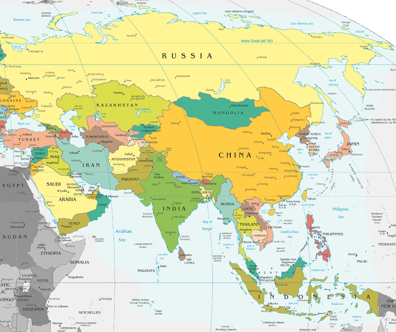 mapa mundi politico. Mapa politico de Asia