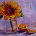 Sunflower in Jar, Contemporary Floral Oil Painting by Arizona Artist Amy Whitehouse