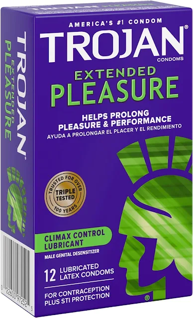 TROJAN Extended Pleasure Condoms - Climax Control for Extended Intimacy, 12-Pack