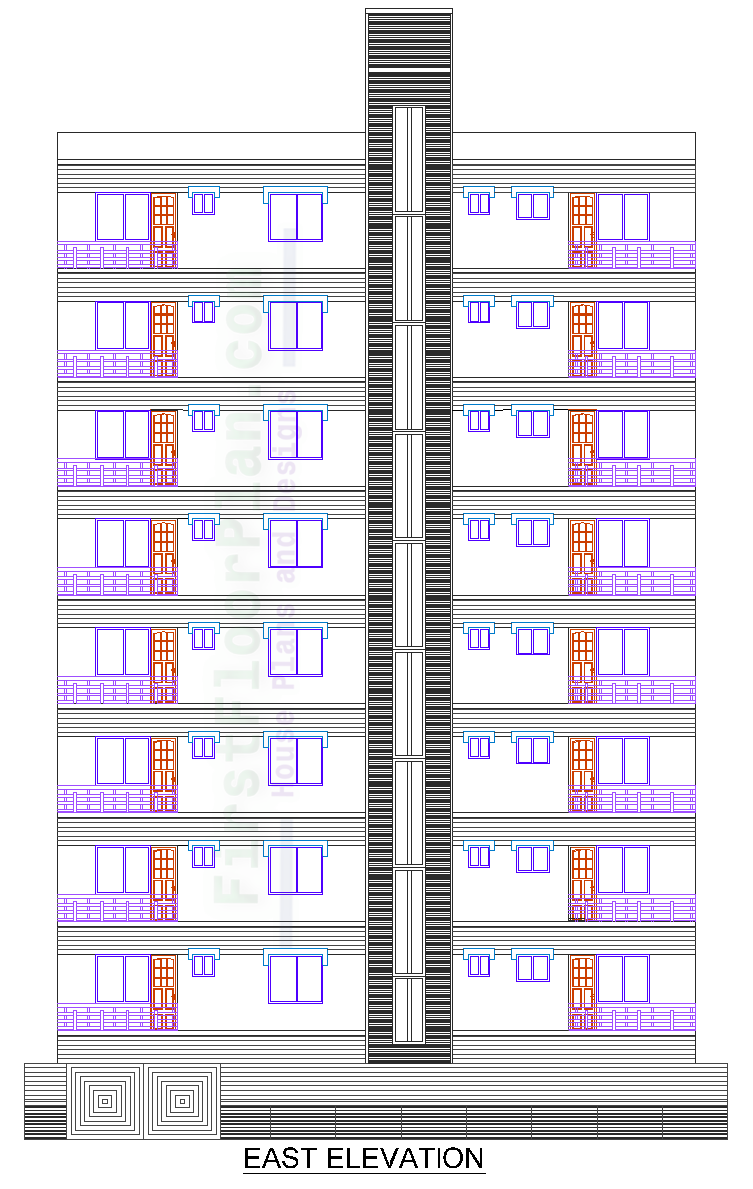 High Rise Building Front Elevation