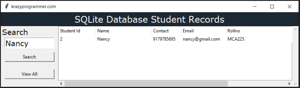 How to Search data from SQLite in Python