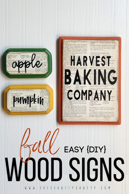 Easy DIY Fall Wood Signs - Harvest Baking Company, apple, pumpkin