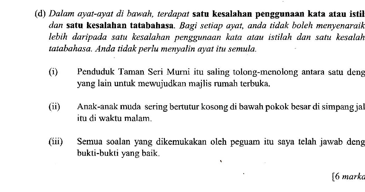 Laman Bahasa Melayu SPM: SOALAN DAN CADANGAN JAWAPAN 