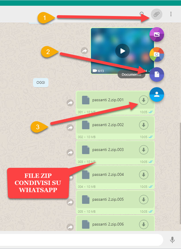 file zip condivisi tramite whatsapp