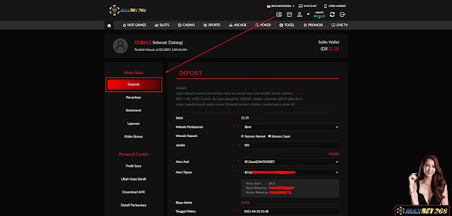 CARA MELAKUKAN DEPOSIT DI MAXBET268