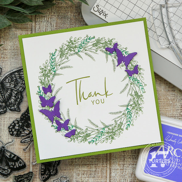 Thank You Card by Juliana Michaels featuring Sizzix Stamp and Spin Tool