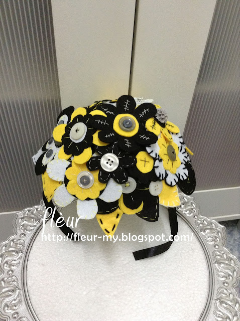 Black and Yellow Felt Hand Bouquet by Fleur