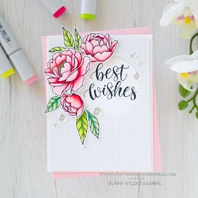 Sunny Studio Stamps: Pink Peonies Best Wishes Cards by Tatiana Trafimovich