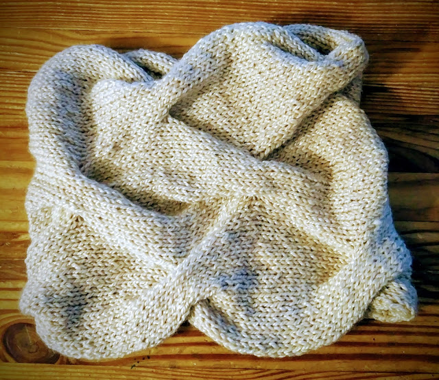 I knit another Burberry cowl with Berroco's Ginko silk/wool yarn.