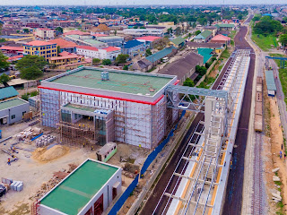 Governor of Lagos State, Babajide Sanwo-Olu; alongside Deputy Governor, Obafemi Hamzat; visit the Yaba Station of the Lagos Red Line Railway, says project is 75% complete