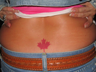 Canadian Flag Tattoo on Back Body Girl