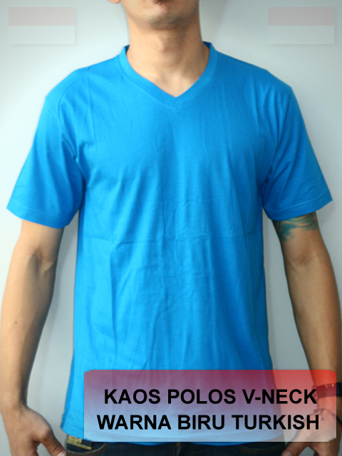  Kaos Polos V neck Biru Turkish Grosir Kaos Polos 