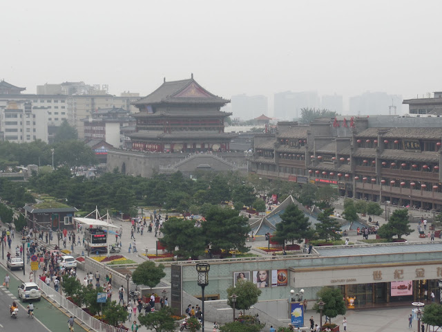 xi'an drum tower view from the bell tower