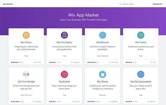 Wix comes with nearly 200 apps that you can add to your site